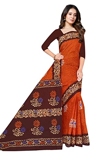 Image of TAMAIRA FASHION Mulmul Pure Cotton Saree For Woman Batik Printed |Office Wear Daily Wear Sarees For Women Without Blouse Piece