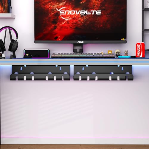 StowBin Kabelkanal Schreibtisch fürs Kabel Management - 2er Set Edelstahl Kabel Organizer Schreibtisch - Inkl. Zubehör - Kabelmanagement Schreibtisch - Cable Organizer Desk,Schwarz