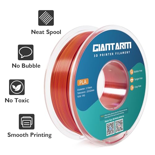 Image of GIANTARM Dual Color PLA Filament, Silk PLA Filament 1.75mm + /-0.02mm,1KG Spool(2.2lbs) Vacuum Packaging, 3D Printing Filaments Fit Most FDM Printer