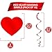 KatchOn, Red Hanging Heart Decorations - Pack of 18, No DIY | Red Foil Heart Swirls Decorations for Hanging Hearts Decorations | Romantic Decorations Special Night | Happy Anniversary Decorations