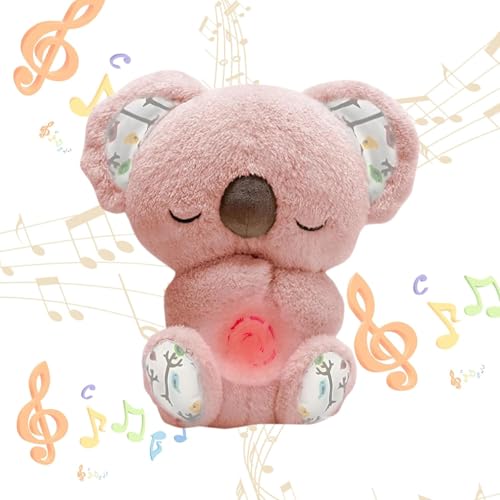 Image of Soothing and Soothing Anxiety Breathing Koala Bear with Sensory-Detailed Musical Lights and Rhythmic Breathing Movements Portable Plush Toy(Pink)