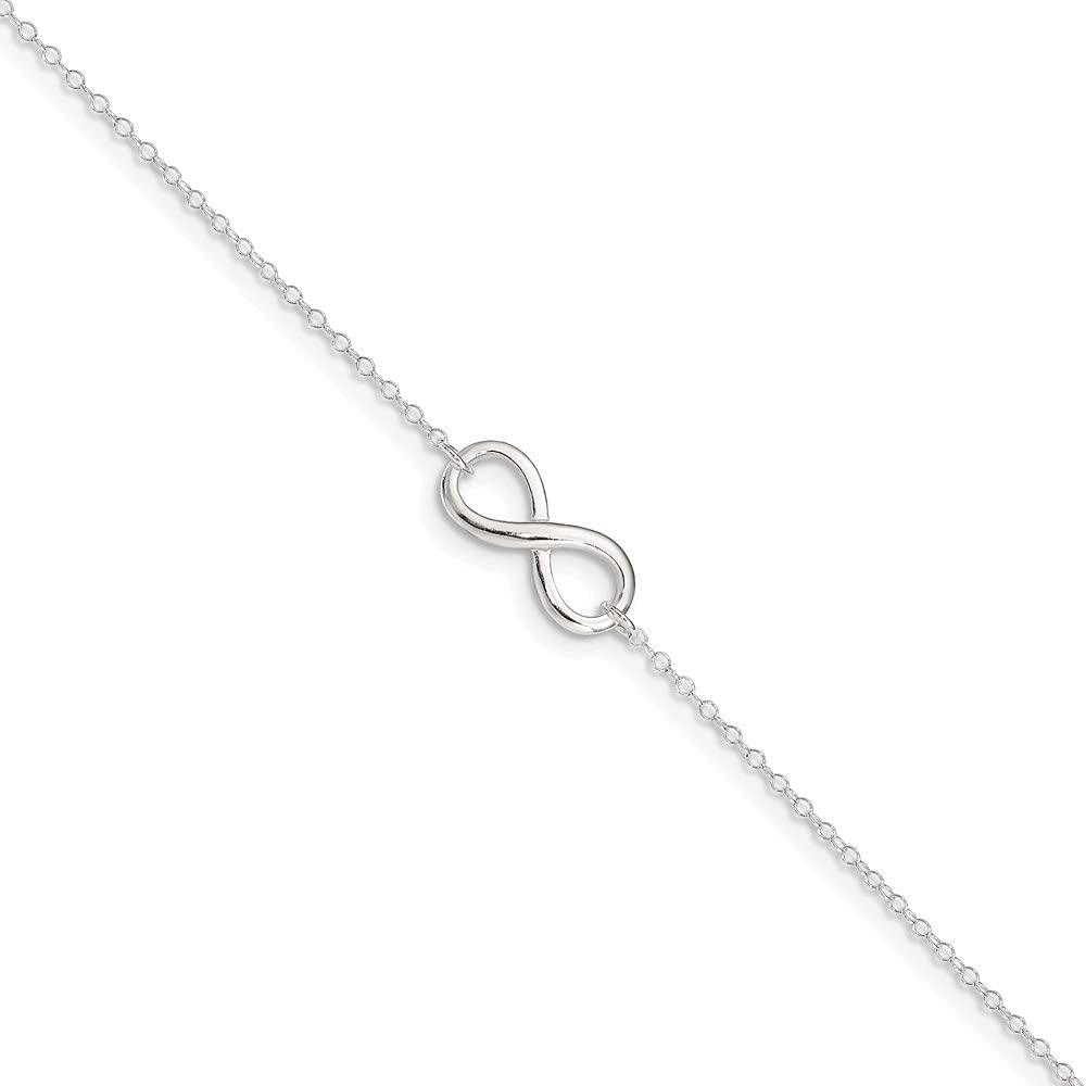 Diamond2Deal 925 Sterling Silver Infinity Symbol Anklet 9", for Women