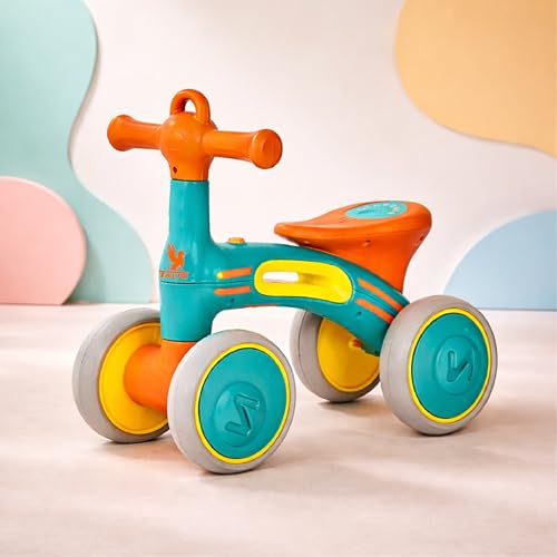 Image of TALIO Kids 4-Wheel Balance Bike | BIS Certified | Toddler Ride-On | Stable & Lightweight | Comfortable Seat | for Kids Aged 1 to 4 Years | (GBB-501 /02) (Brown /Green)