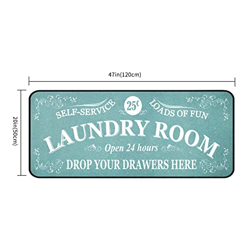 Romamigo Laundry Room Rug Runner Non Slip Laundry Mats Mudroom Laundromat Runner Farmhouse Kitchen Floor Mat Bathroom Laundry Room Decor Accessories(20 X 47 Inch, Teal) #TOP1