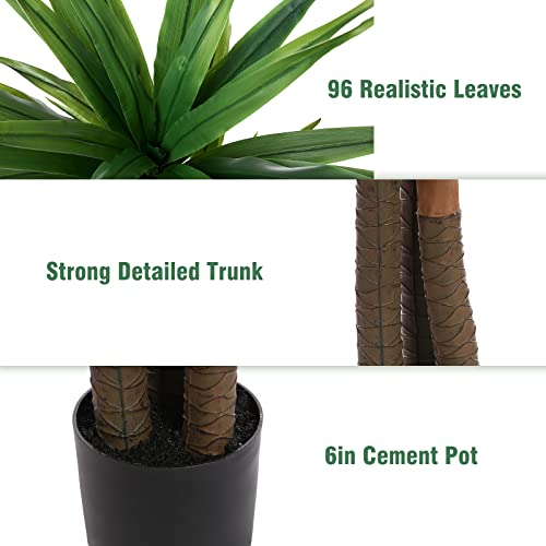 FLOWORLD Dracaena Silk Plant Corn Stalk 6ft Tall Faux Plants Indoor Large Fake Plant Potted Yucca Tree Tropical Floor Plants Artificial Silk Palm Trees for Home Office Store Decor Housewarming Gift