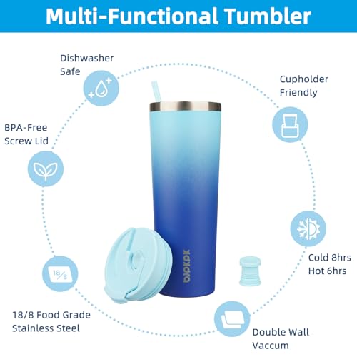 Image of BJPKPK 30 oz Coffee Tumbler with Straw, Insulated Stainless Steel Cup