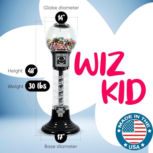 Gumball Machine with Stand - 4 FT Commercial Spiral Bubble Gum Machine - Coin Mechanism $0.25 Dispenses 1” Gumballs - Vending Machines for Kids