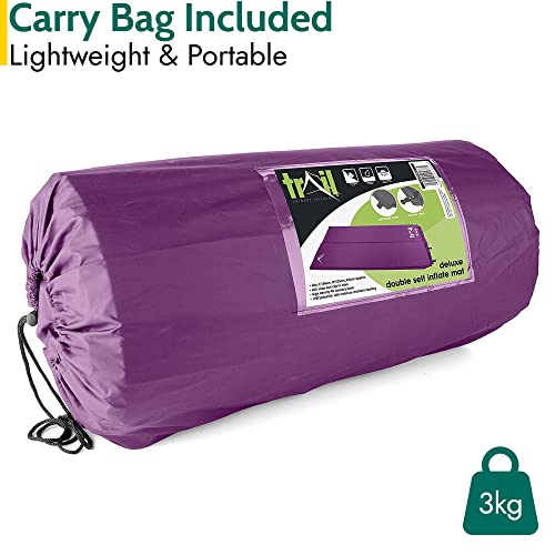 Trail Self Inflating Camping Mat 5cm Thick Double Inflatable Mattress And Bag Purple - Image 5