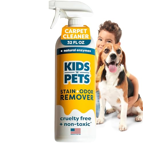 KIDS 'N' PETS Instant All-Purpose Stain & Odor Remover Permanently Eliminates Dog Pee, Cat Urine, Other Smells, Spots from Home Carpet, Couch, Furniture, Mattress, Fabric. Non-Toxic, Child Safe - 32oz