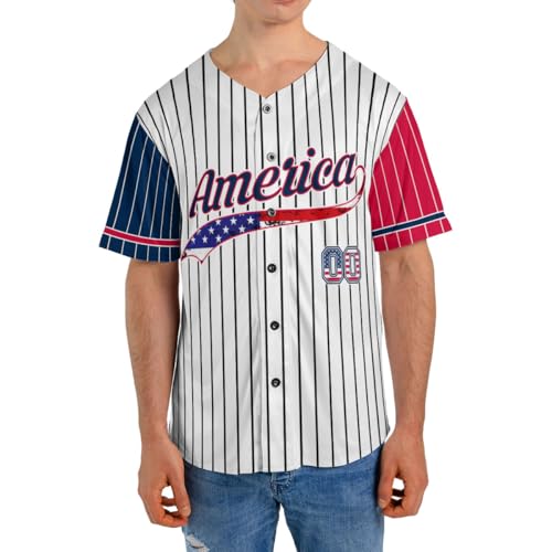 Personalized USA Baseball Jersey for Men, American Flag Shirt USA Baseball Jersey for 4th of July, Independence Day Shirt miniatura 5