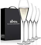 AOOE Champagne flutes glass Set of 4,Hand Blown Crystal Wedding Flutes Glasses,Perfect for Christ...