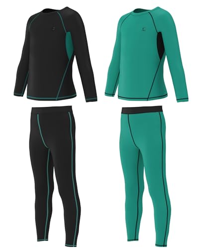 Boys Compression Pants and Youth Athletic Shirts Set 3 or 4 Piece Base Layer Gear for Kids Sports, Football, Soccer