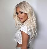 vedar Blonde Wigs, 613 Wigs, Platinum Blonde Lace Front Wig, Ombre Blonde Wig, Synthetic Hair Loose Weave Short Wigs with Middle Part VEDAR-026