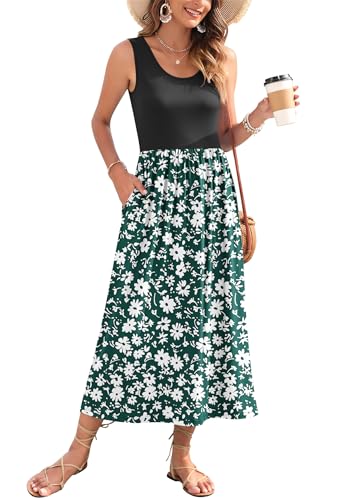 Image of WNEEDU Women's Summer Maxi Dress Casual Sleeveless Sundress