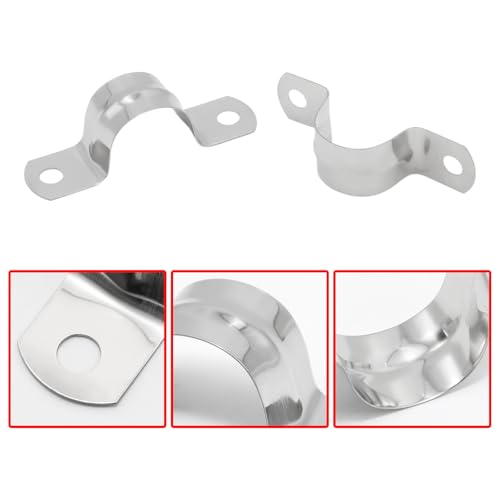 Image of 32Pcs 20mm / 3 /4 inch Stainless Steel U Bracket Pipe Clamps | Conduit Clamps, Rigid Pipe Strap, Two Hole Cable Strap, Fit for Tube, Wire Cord, Pipe (OD 20mm / 3 /4 inch is not ID 20mm / 3 /4 inch)