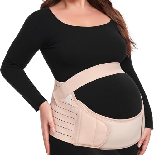 Pregnancy Belly Support Band Maternity Belt Back Support Belly Bands for Pregnant Women Lightweight Belly Band Back Brace Pregnancy Belly Support Pregnancy Must Haves for Pregnant Women,Beige,Medium