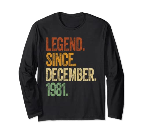 40th Birthday sHIRT December Born 40 Years Legend Since 1981 Manga Larga