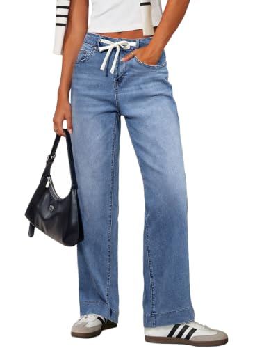 Sidefeel Womens Jeans Straight Leg Denim Pants Light Blue Size 10