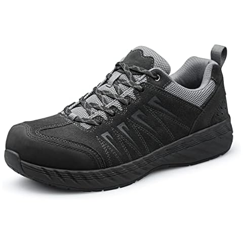 Men's Safety Shoes Steel Toe Cap Oil and Non-Slip Puncture Protection Waterproof Work Shoes Composite Toe Shoes Industrial and Construction Antistatic Insulation Safety Shoes, black, 12 UK Cover