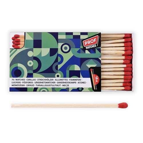 PROF Boîte de 70 Allumettes, Longueur 10 cm, 70 Daily Matches, Allume-feu, Longues et Pratiques pour Cuisine, Bougies, Anniversaire, Camping, Barbecue, Extérieur,...