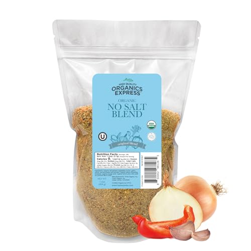 No Salt All Purpose Organic Seasoning, 100% Sodium Free, No MSG, For Vegetables, Chicken, Fish, Salads, Eggs, Rice, Pasta - Non GMO, Kosher, Great Value 1 Lb