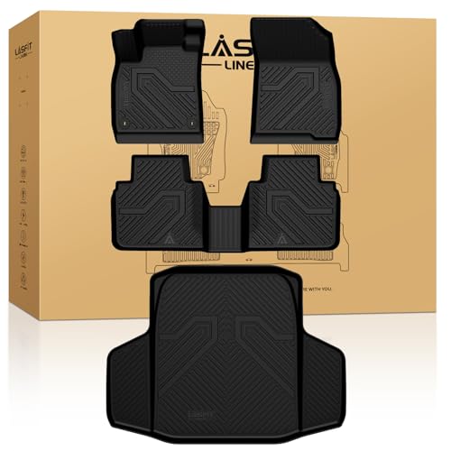LASFIT Floor Mats & Trunk Mat for Honda Accord Sedan 2026 2025 2024 2023 (Gasoline & Hybrid) All Weather TPE Floor Liners 1st & 2nd Row & Cargo Mat Full Set Black