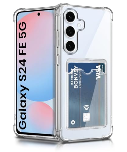 Image of WOW IMAGINE Transparent Back Cover Case for Samsung Galaxy S24 FE 5G | Flexible Built-in Slim Card Pockets Wallet | 360 Camera Protection TPU | Soft Silicone Mobile Cover - Transparent