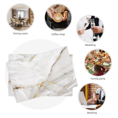 Fiokroo Marble with Golden Line Texture Placemats Set of 4 Table Mats Table Tableware Place Mats with Non-Slip Heat-Resistant Washable for Dining Home Kitchen Party Indoor 4PCS by Fiokroo - Used condition - Image 3
