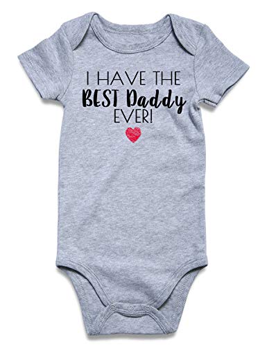 Infant Boy Girls Bodysuit I Have The Best Daddy Ever Graphic Newborn Baby Summer Outfit One-Piece Set Unisex Playsuit 3-6 Months