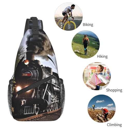 Mochila tipo crossbody Steam Train negra para senderismo miniatura 5