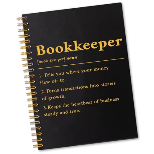 Sixrip Bookkeeper Definition 160 Pages Lined Spiral Notebook, Funny Bookkeeper Notebook for Coworker, Tax Season Gifts for CPA Taxpayer Accountant, Accounting Appreciation Gifts for Colleague