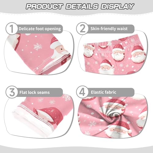 Pink Santa Claus Girls Leggings,Workout Leggings for Girls Toddler Athletic Legging Size for 3-10T3