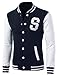 uxcell Men's Button Front Baseball School Lettermans Varsity Bomber Jacket Navy Blue M US 38