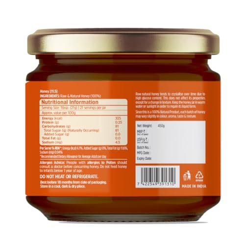 Image of Nutricrate Small Bee Honey (900g) Pure and Natural | No Sugar Adulteration | Kombu /Stingless Bees Raw Honey from Jungles of Western Ghats (Pack of 2-450g x 2)
