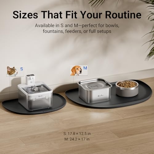 DownyPaws Dog Food Mats for Floors Waterproof, BPA Free Silicone Dog Bowl Mat, Non-Slip Pet Feeding Mat with High Raised Edge, Cat Placemat for Messy Drinkers, 24"×17", Black — view 6