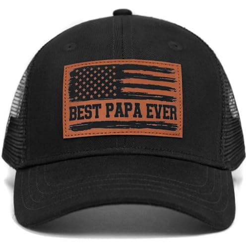 Image of Fathers Day Dad Papa Gifts from Daughter Son Wife, Unique Men's Hat for Dad Grandpa Husband, Leather Pattern Baseball Cap