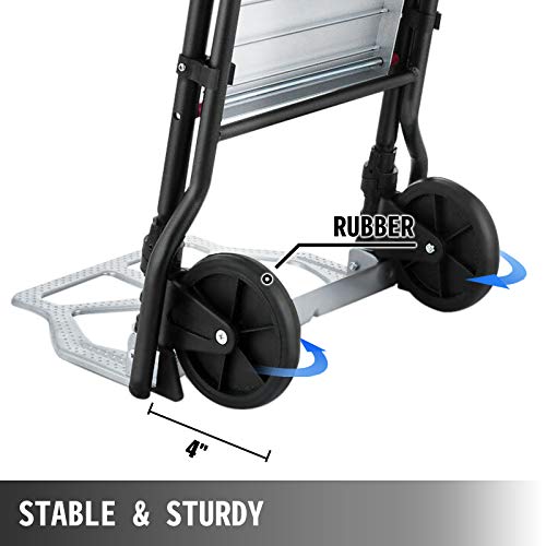 OrangeA Step Ladder Folding Cart Dolly 175LBS Hand Truck with Two Wheels (2 in 1 Ladder)