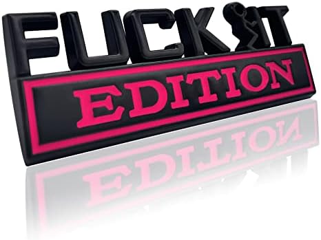Fuck IT Edition Emblem, Car Exterior Emblems Badge 3D Sticker Decal, Fuck-IT Edition Emblem 3D Fender Badge Decal, 3D Fender Badge Decal Car Truck Replacement, Fit for All Cars (Black Rose)