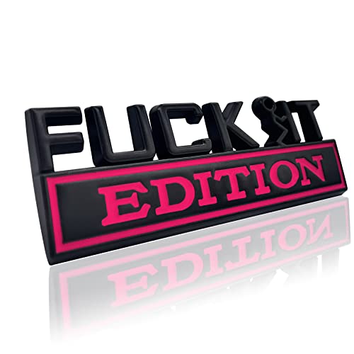 Image of Fuck IT Edition Emblem, Car Exterior Emblems Badge 3D Sticker Decal, Fuck-IT Edition Emblem 3D Fender Badge Decal, 3D Fender Badge Decal Car Truck Replacement, Fit for All Cars (Black Rose)