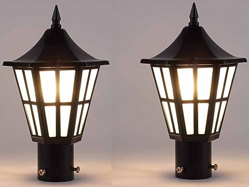 Image of SINOMAN Stylish Gate Light Waterproof Pillar Lamp Outdoor Decor Garden Lighting Pole Mount Exterior Fixture for Home Entrance Patio Compound Boundary (Without Bulb)