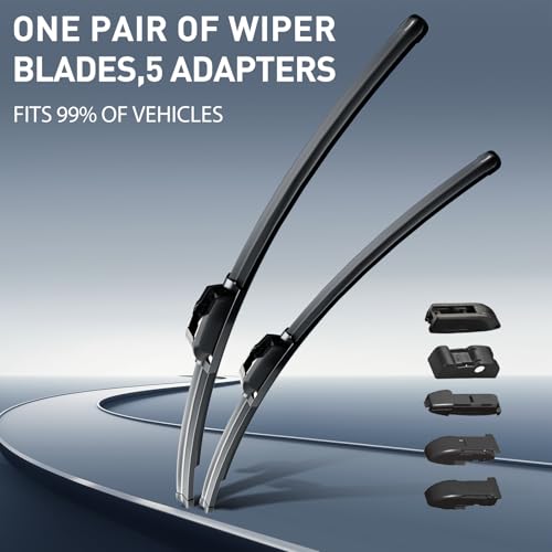 Latitude 2-In-1 Water Repellent Wiper Blades, 22 Inch Windshield Wipers (Pack of 2) - Automotive Replacement Blades with Water Repellency Formula for Driver and Passenger Side (24+24)