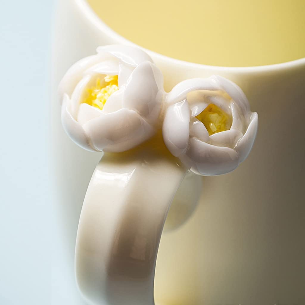 Becher Becher Mädchen Exquisite Kreative Keramik Tasse Büro Wassertasse Kreative Milch Kaffee Blume Teetasse Kaffeetasse (Farbe: Gold)