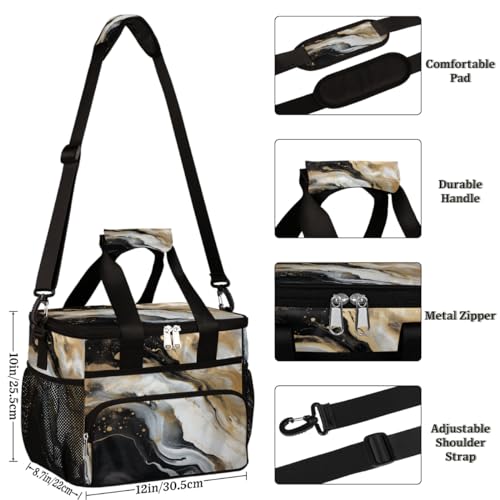 Liquid Skin Insulated Picnic Backpack Lunch Box for Women Men Picnic Basket Tote Lunch Bag Picnic Bag Portable Lunch Bags for Picnic, Beach, Work, Trip,Office, Camp Color Mix Marble Texture