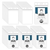 200 Pack ID Card Name Badge Holder Heavy Duty Waterproof Clear Plastic PVC Vertical Sleeve Pocket Resealable Zip Clear Cards Holders for Lanyard for Nurses, Office, and School