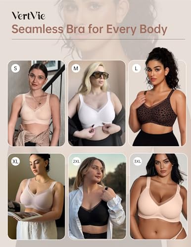 Image of Vertvie Wireless Jelly Bra Seamless Supportive Crossover | Full Coverage & Lift, Mesh V-Neck, No Underwire, Back Smoothing, Push Up, Plus Size, All-Age Comfort, Everyday T-shirt Bra
