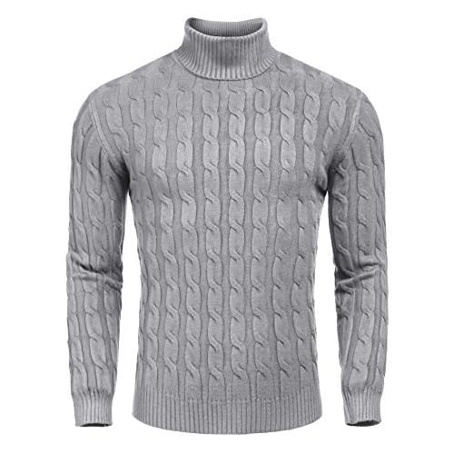 COOFANDY Men’s Slim Fit Turtleneck Sweater Casual Twisted Knitted Pullover Sweaters