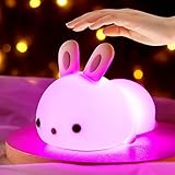 Mubarek Baby Night Light Lamp, 16 Colors Rechargeable Bunny Lamp for Bedroom, Cute Stuff for Teen Girls Toddler Night Lights for Kids Room, Gifts