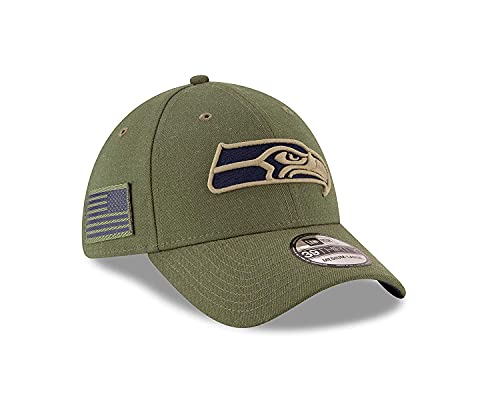 New Era Authentic Exclusive Seahawks Seattle We are 12th Salute to Service City 39THIRTY Flex Fit Cap Hat (Salute to Service 18, Large XLarge)