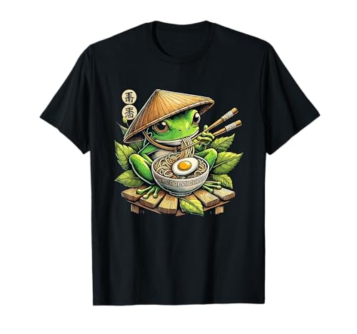 Grenouille mangeant des nouilles ramen, kawaii japonais et anime T-Shirt