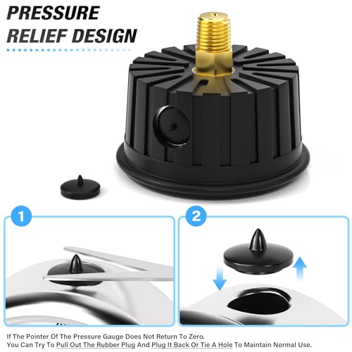 Image of MEANLIN MEASURE 0~30Psi Stainless Steel Liquid Filled Pressure Gauge 1 /4 inch NPT 2.5 inch FACE DIAL with Rubber Protective Sleeve, Center Back Mount
